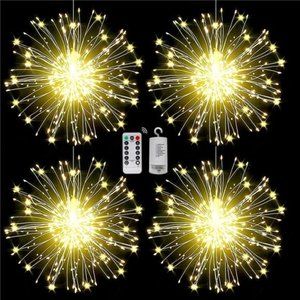 4PCS 120LED Starburst Lights Battery Operated Hanging Fairy Star Sphere Lights